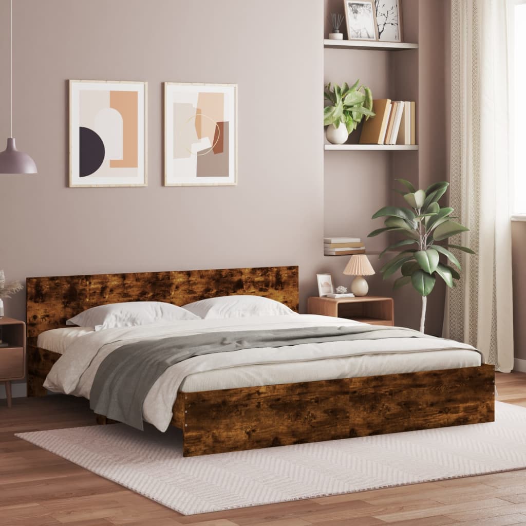 Okvir za krevet s uzglavljem i LED boja hrasta 200x200 cm