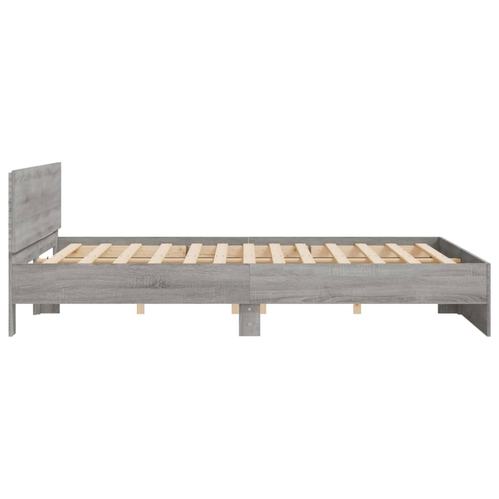 Okvir kreveta s uzglavljem LED siva boja hrasta 200x200 cm