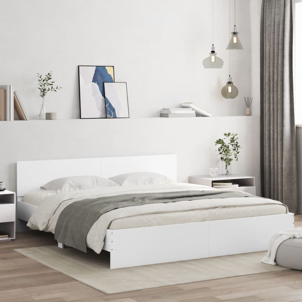 Okvir za krevet s uzglavljem i LED bijeli 180x200 cm
