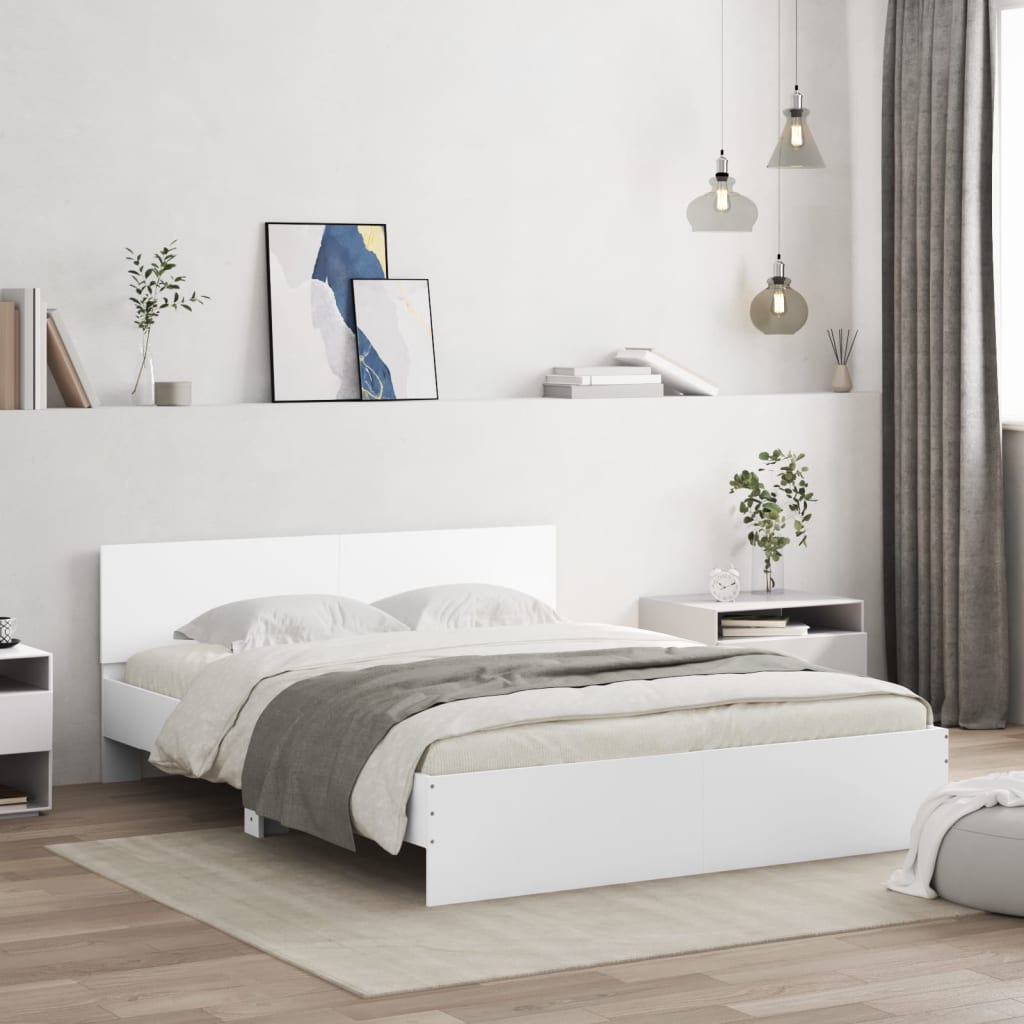 Okvir kreveta s uzglavljem i LED bijeli 160 x 200 cm