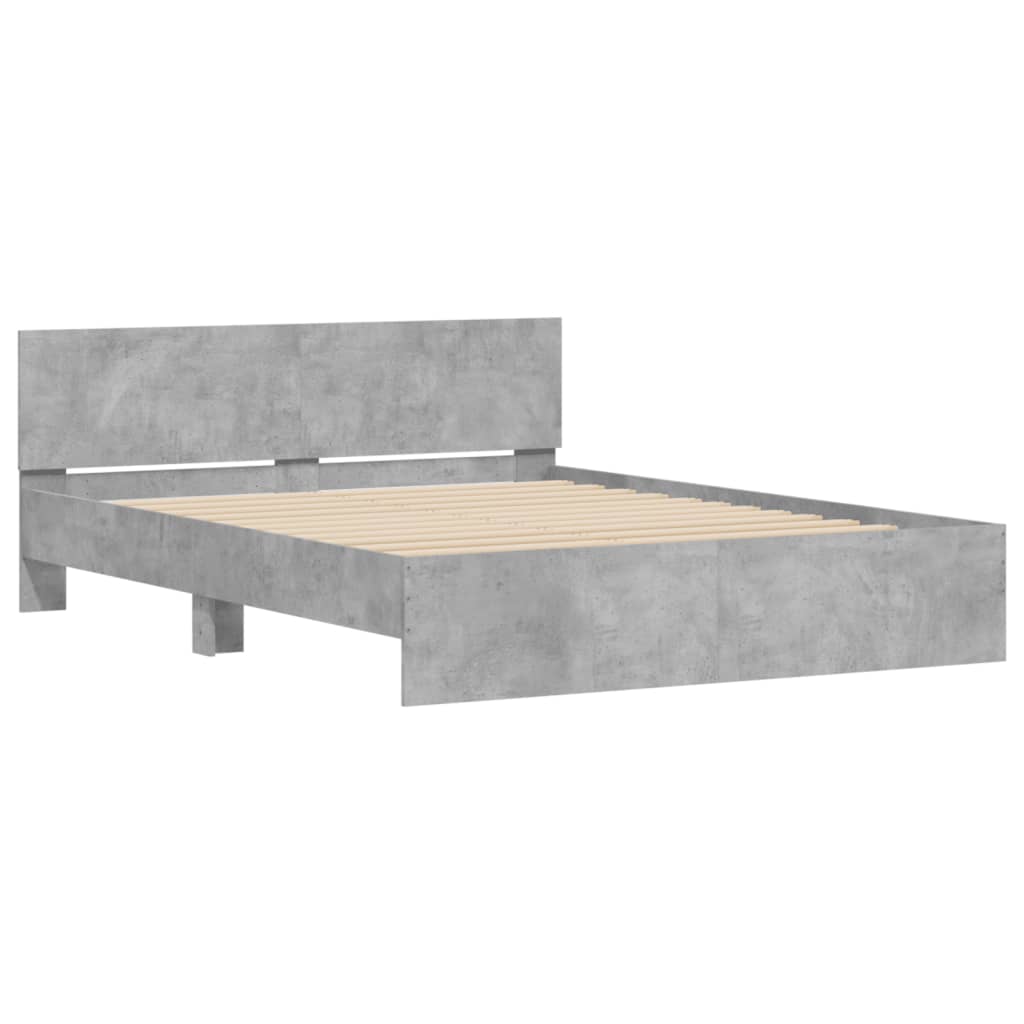 Okvir za krevet s uzglavljem i LED siva boja betona 160x200 cm
