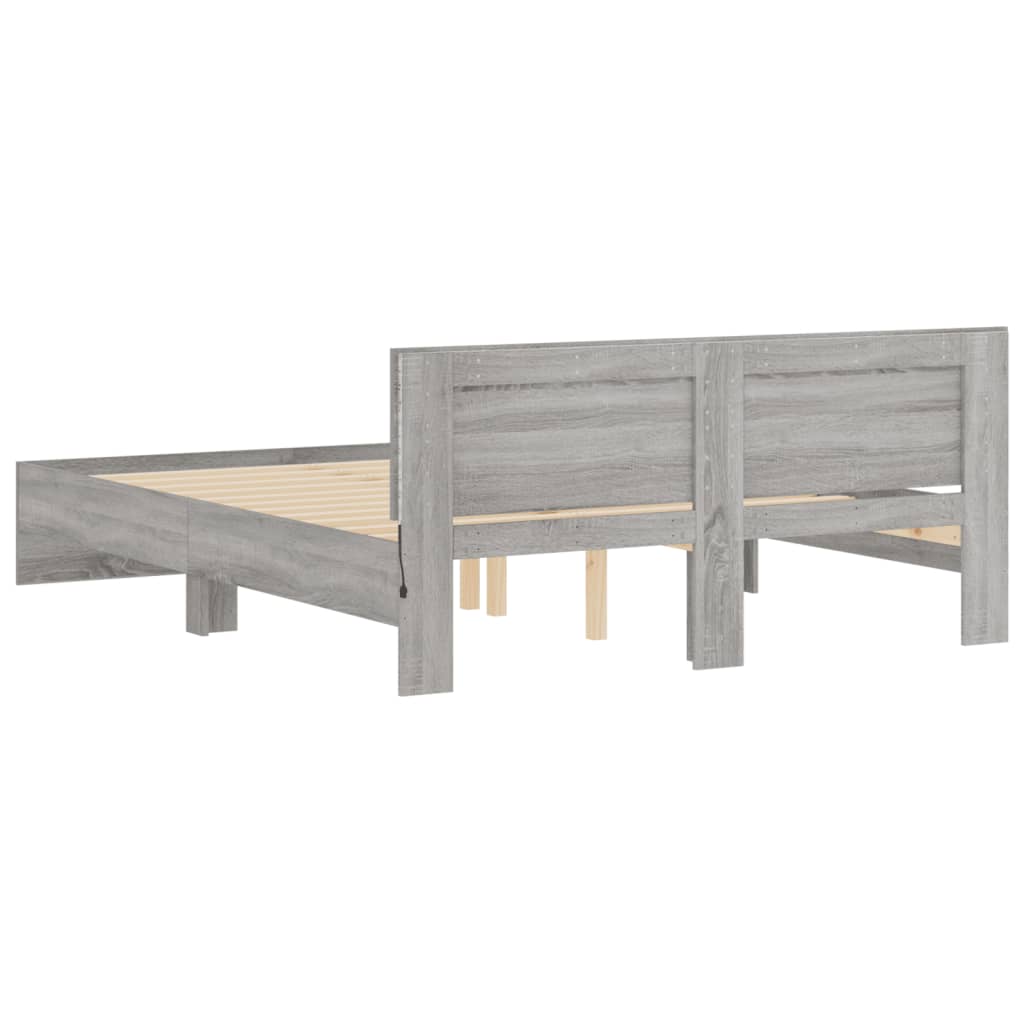 Okvir kreveta s uzglavljem LED siva boja hrasta 160x200 cm