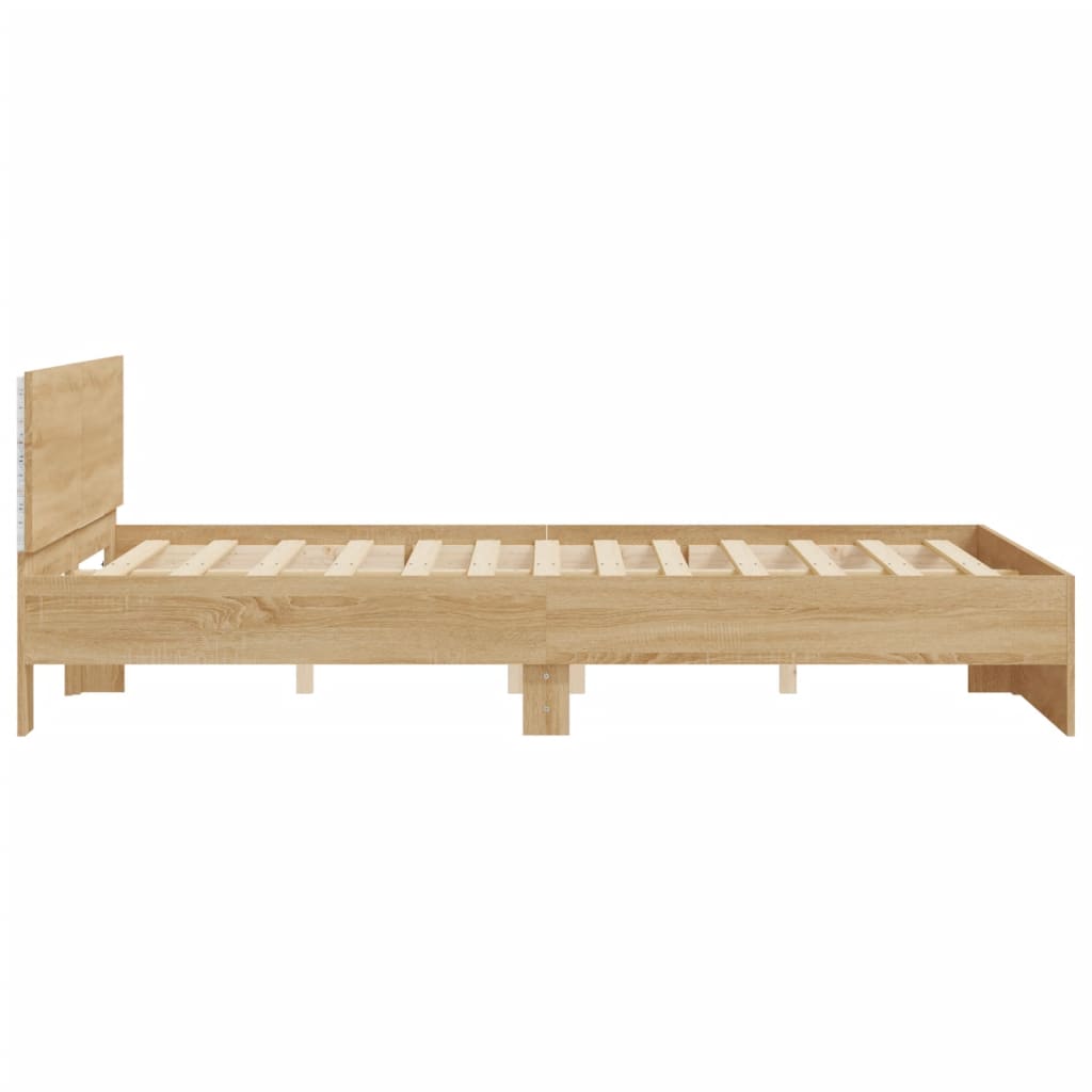 Okvir za krevet s uzglavljem i LED boja hrasta sonome 150x200cm