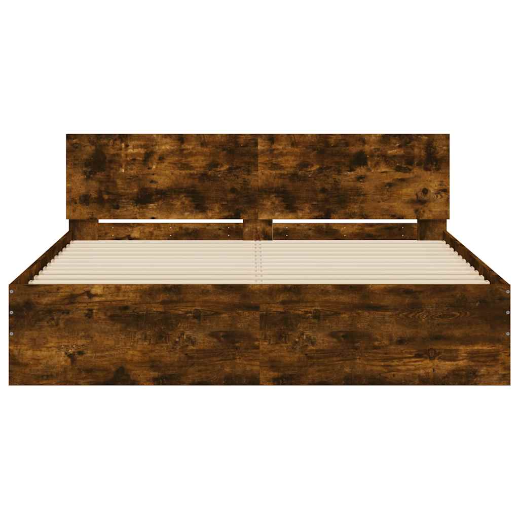 Okvir za krevet s uzglavljem i LED boja hrasta 150x200 cm