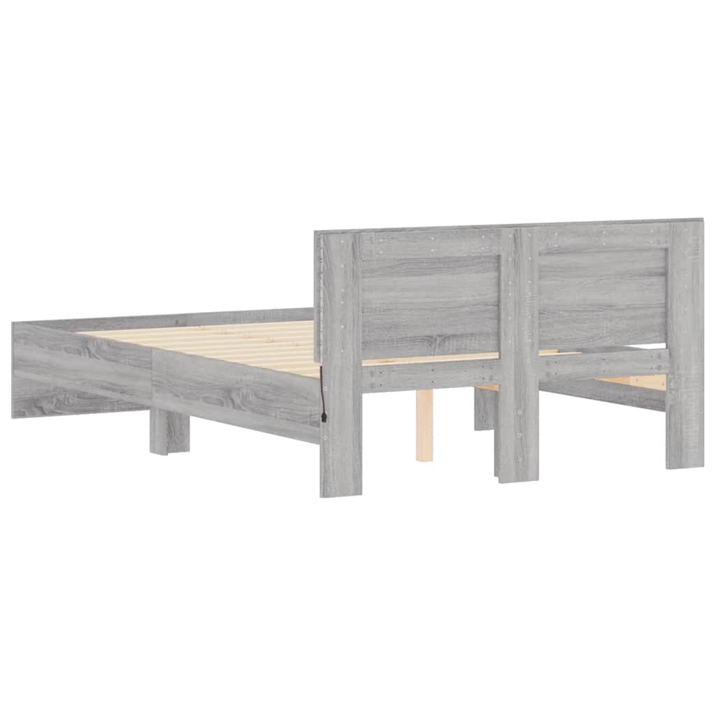 Okvir kreveta s uzglavljem LED siva boja hrasta 140x200 cm