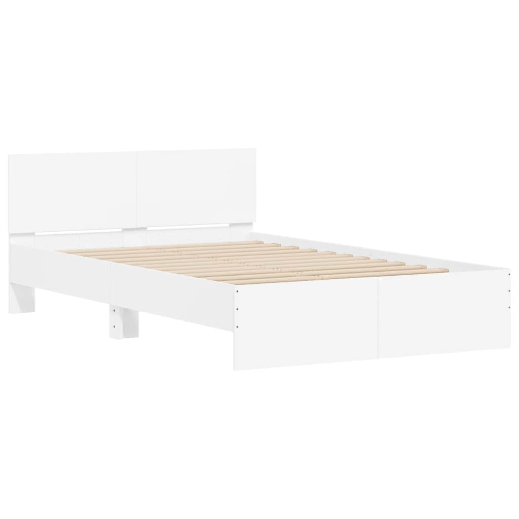 Okvir kreveta s uzglavljem i LED bijeli 120 x 200 cm
