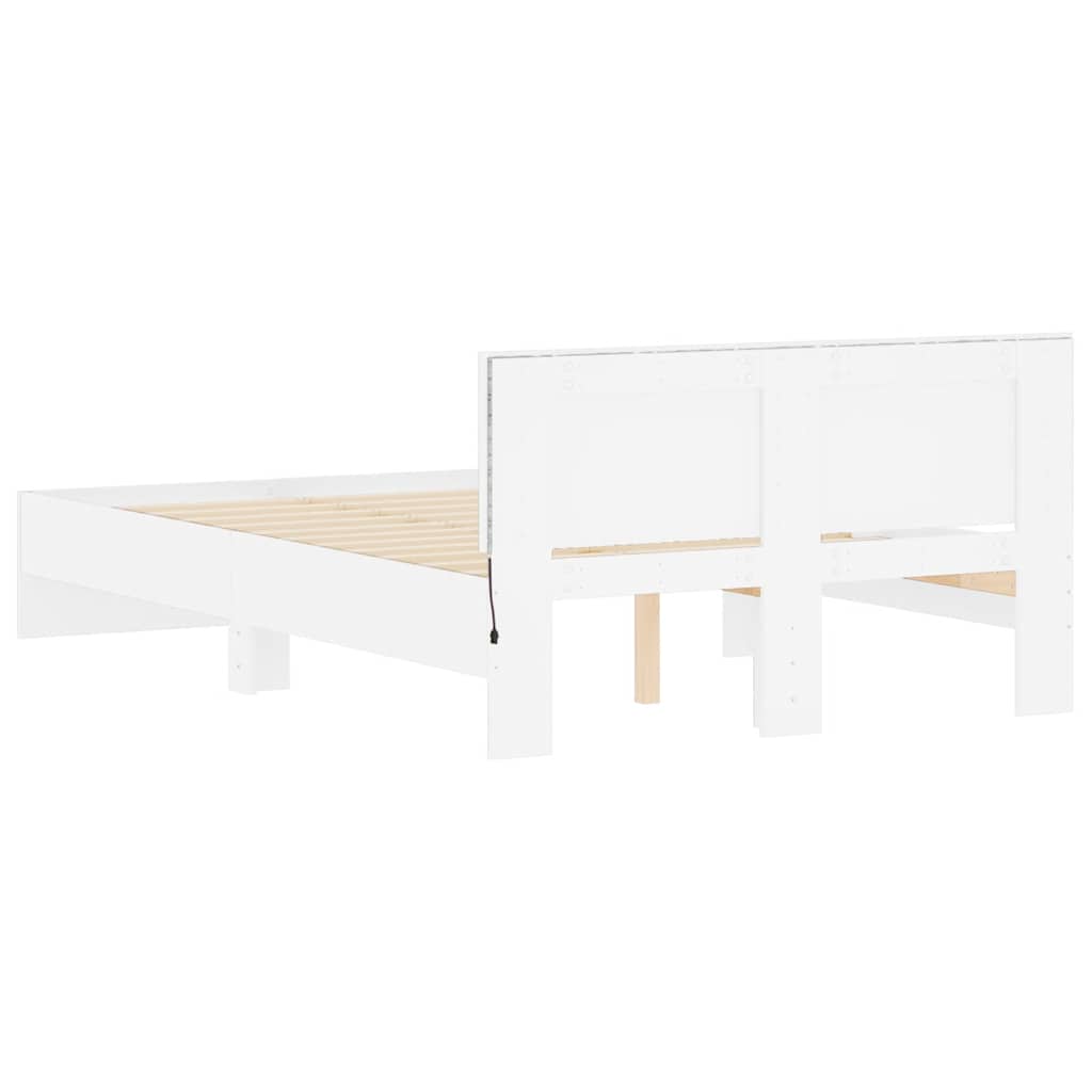 Okvir kreveta s uzglavljem i LED bijeli 120 x 200 cm