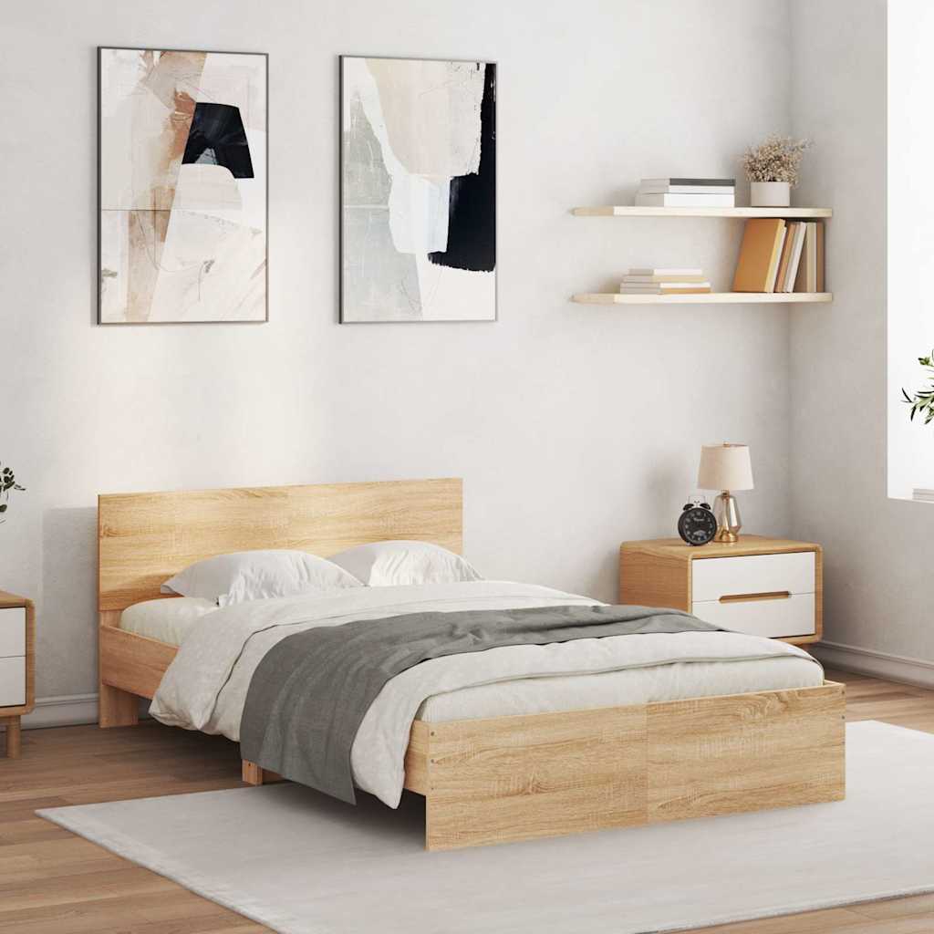 Okvir za krevet s uzglavljem i LED boja hrasta 120x200 cm