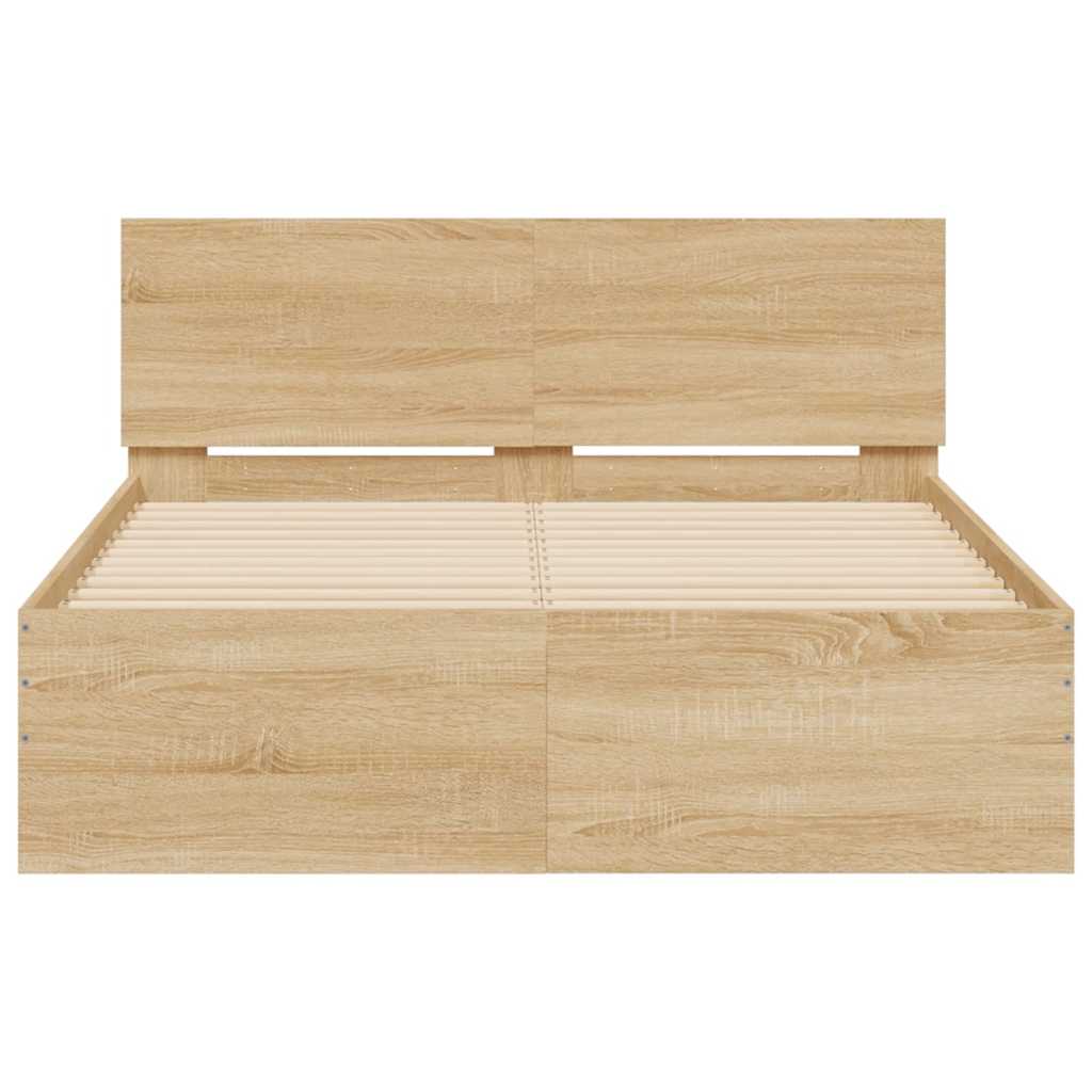 Okvir za krevet s uzglavljem i LED boja hrasta 120x200 cm
