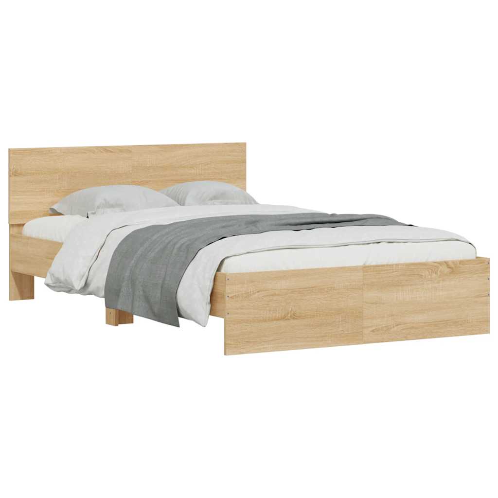 Okvir za krevet s uzglavljem i LED boja hrasta sonome 135x190cm