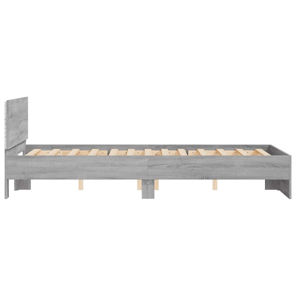 Okvir kreveta s uzglavljem i LED boja hrasta 135x190 cm