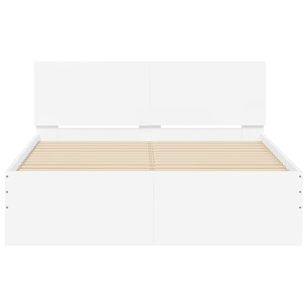 Okvir za krevet s uzglavljem i LED svjetlima bijeli 120x190 cm