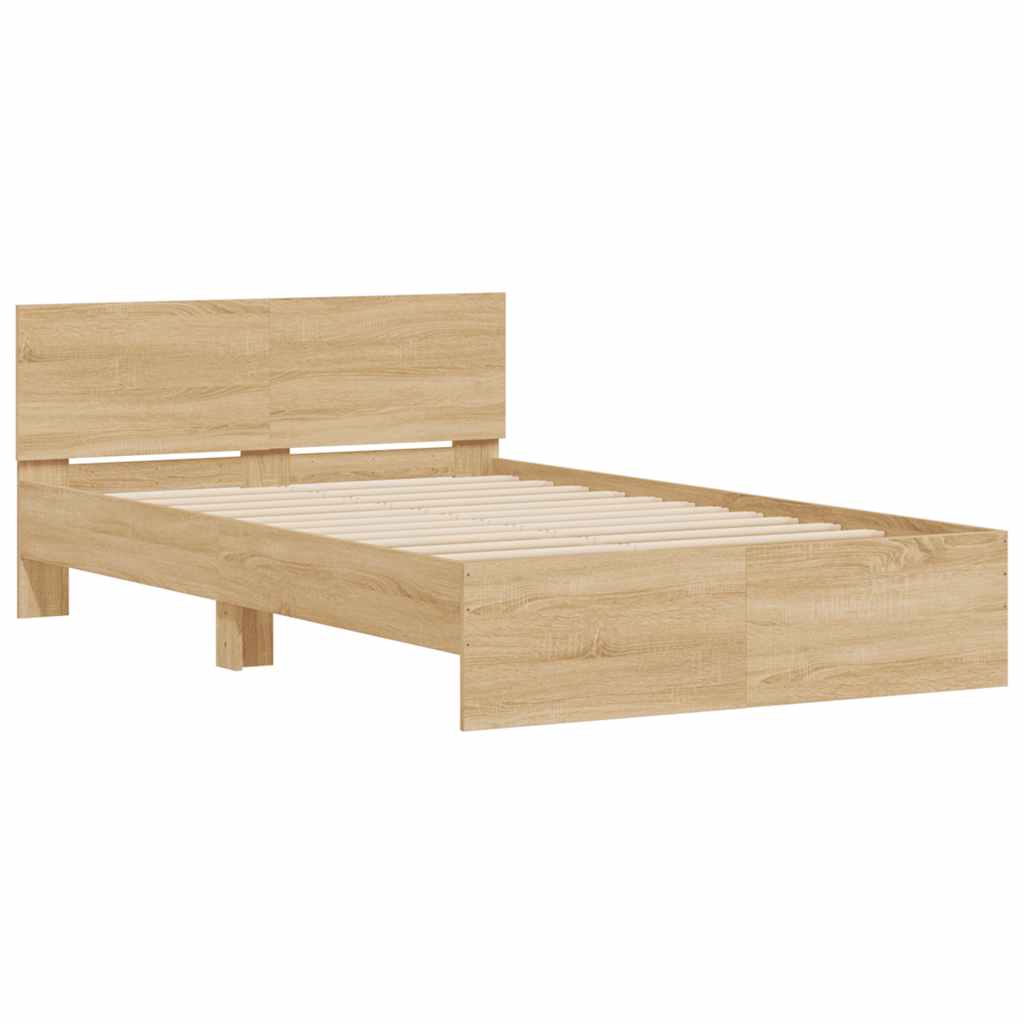 Okvir za krevet s uzglavljem i LED boja hrasta sonome 120x190cm