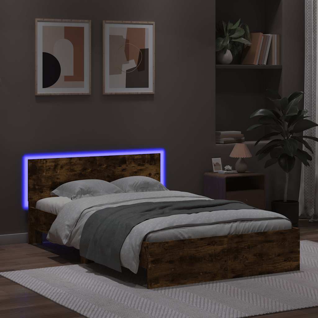 Okvir za krevet s uzglavljem i LED boja hrasta 120x190 cm