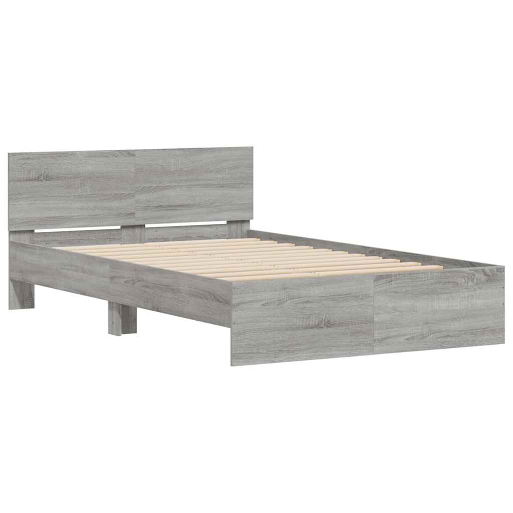 Okvir kreveta s uzglavljem i LED boja hrasta 120x190 cm