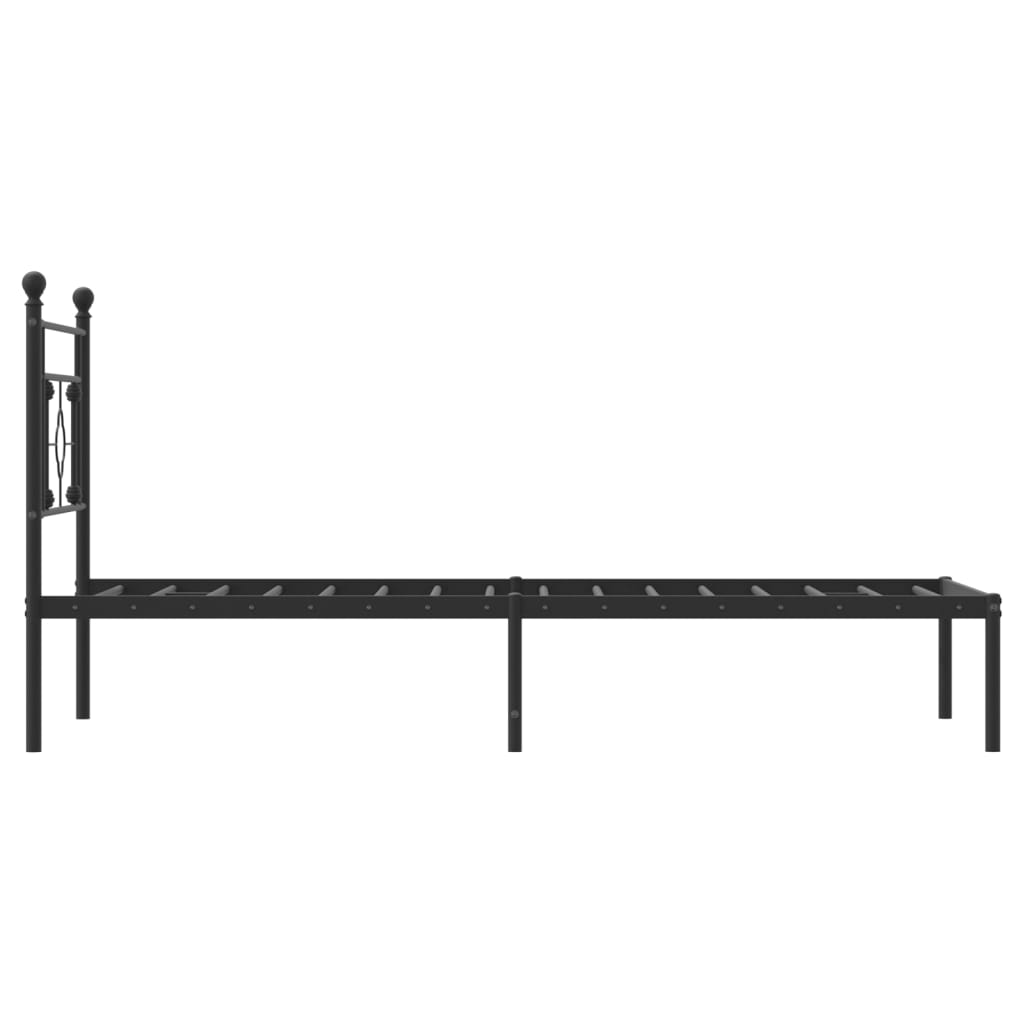 Metalni okvir za krevet s uzglavljem crni 90x200 cm