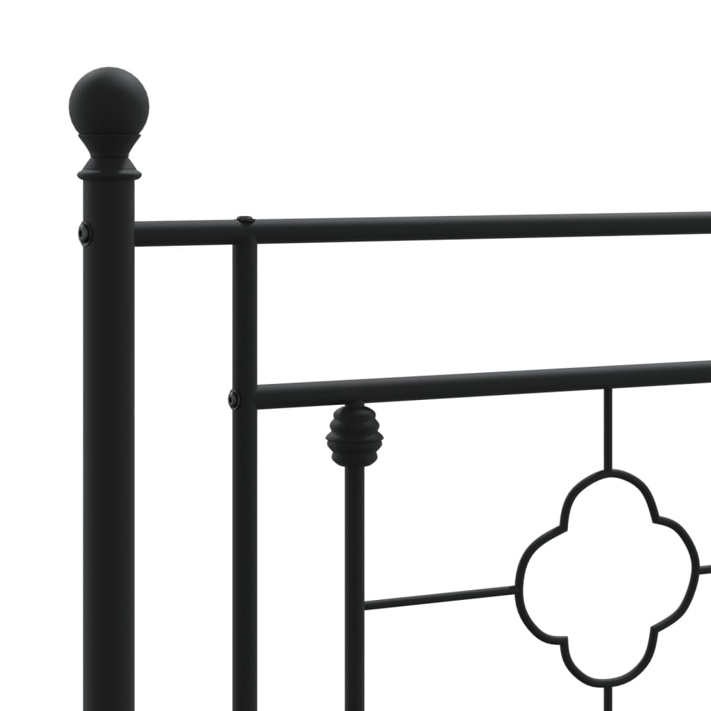 Metalni okvir za krevet s uzglavljem crni 90x200 cm