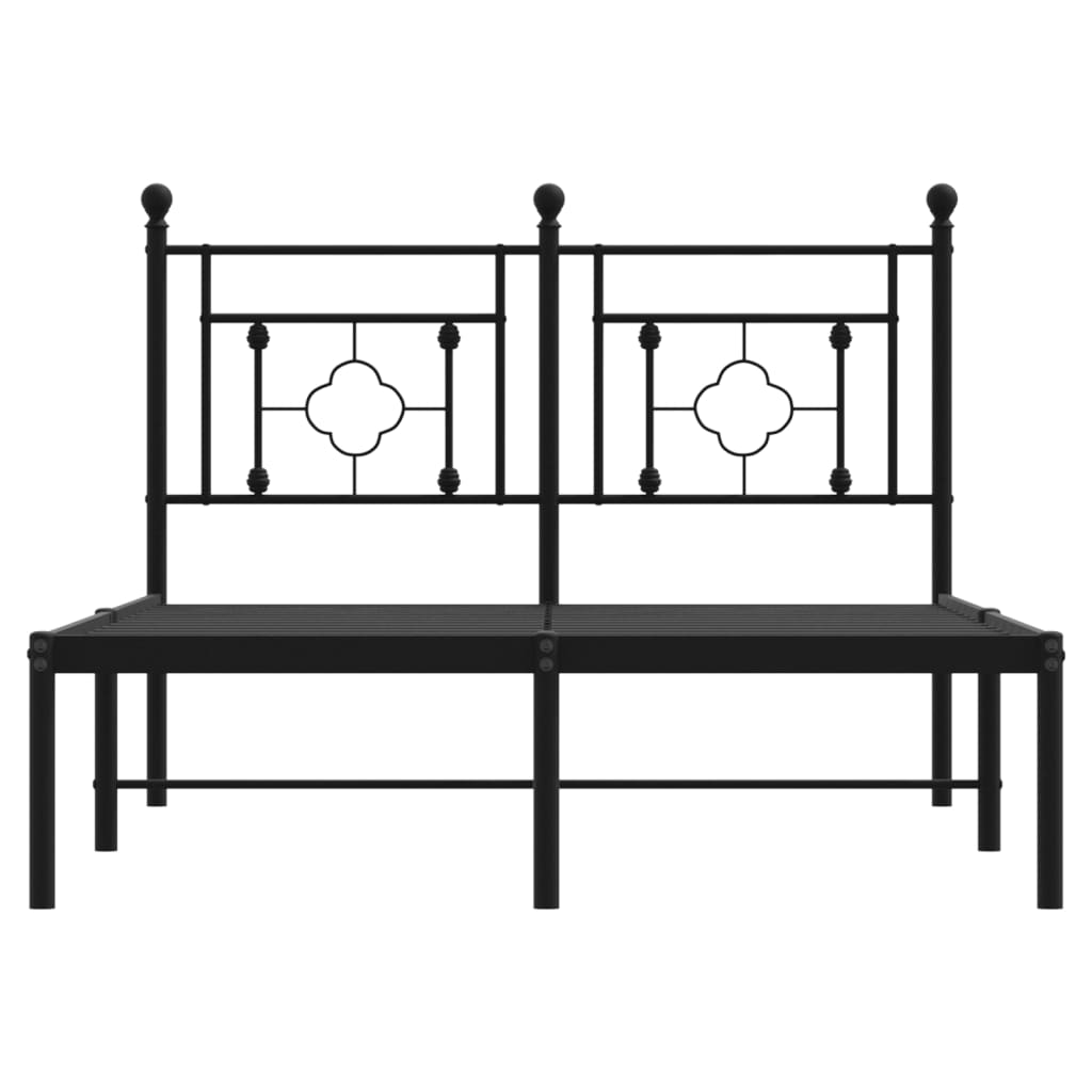 Metalni okvir za krevet s uzglavljem crni 120x190 cm