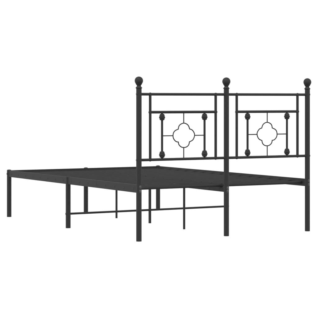 Metalni okvir za krevet s uzglavljem crni 120x190 cm