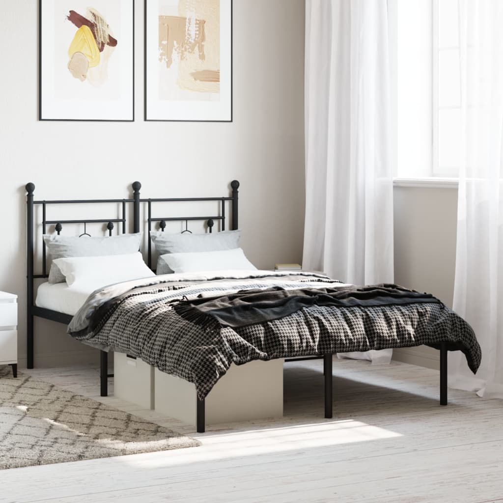 Metalni okvir za krevet s uzglavljem crni 120x190 cm