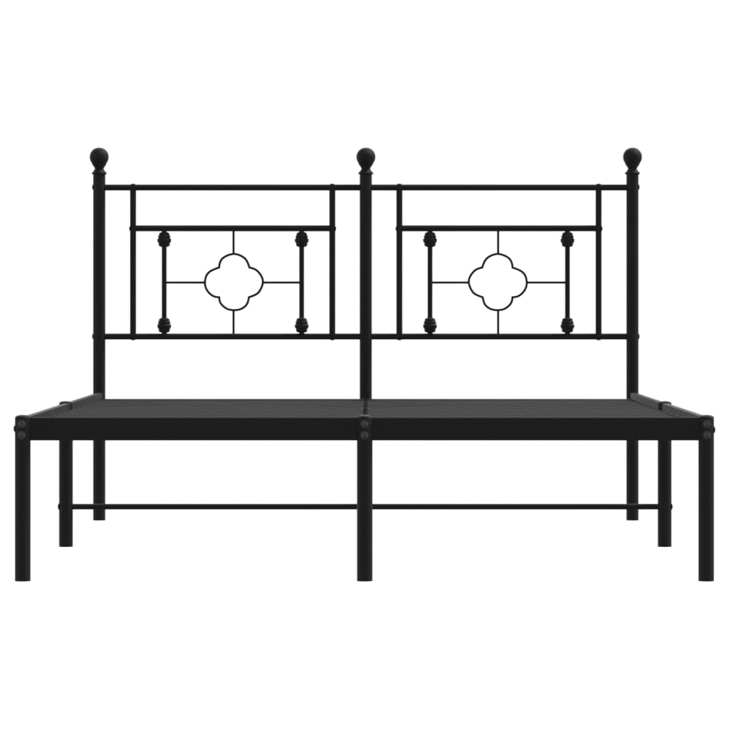 Metalni okvir za krevet s uzglavljem crni 135x190 cm