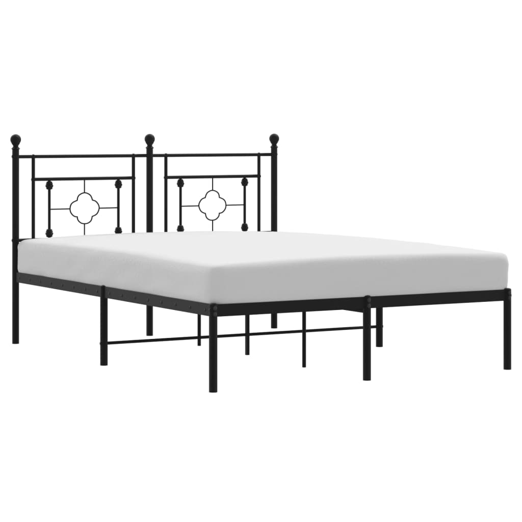 Metalni okvir za krevet s uzglavljem crni 140x190 cm
