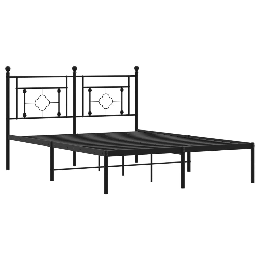 Metalni okvir za krevet s uzglavljem crni 140x190 cm