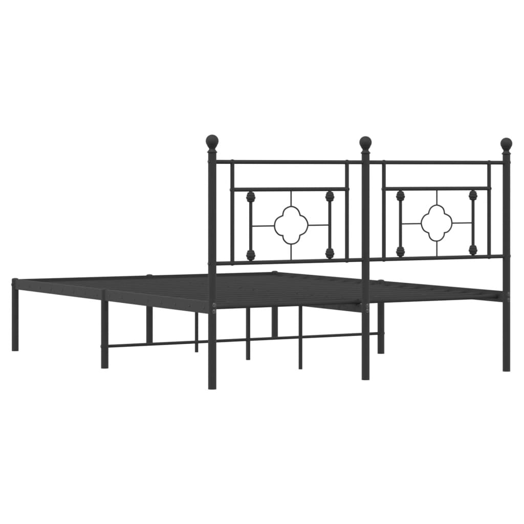 Metalni okvir za krevet s uzglavljem crni 140x190 cm