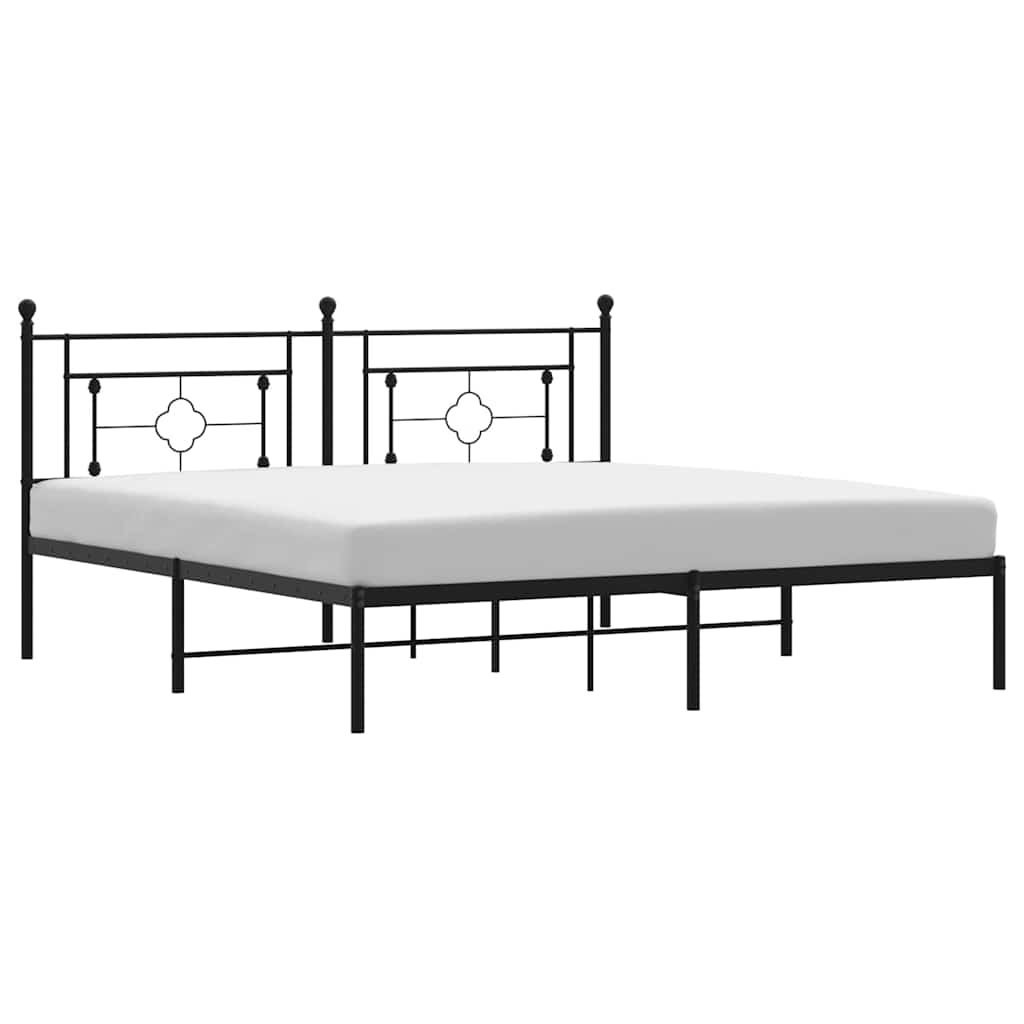Metalni okvir za krevet s uzglavljem crni 183x213 cm
