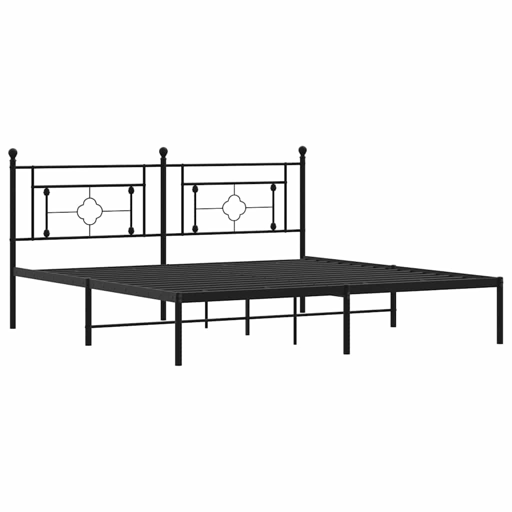 Metalni okvir za krevet s uzglavljem crni 183x213 cm