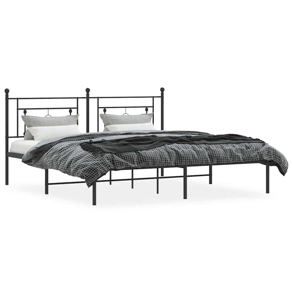 Metalni okvir za krevet s uzglavljem crni 183x213 cm