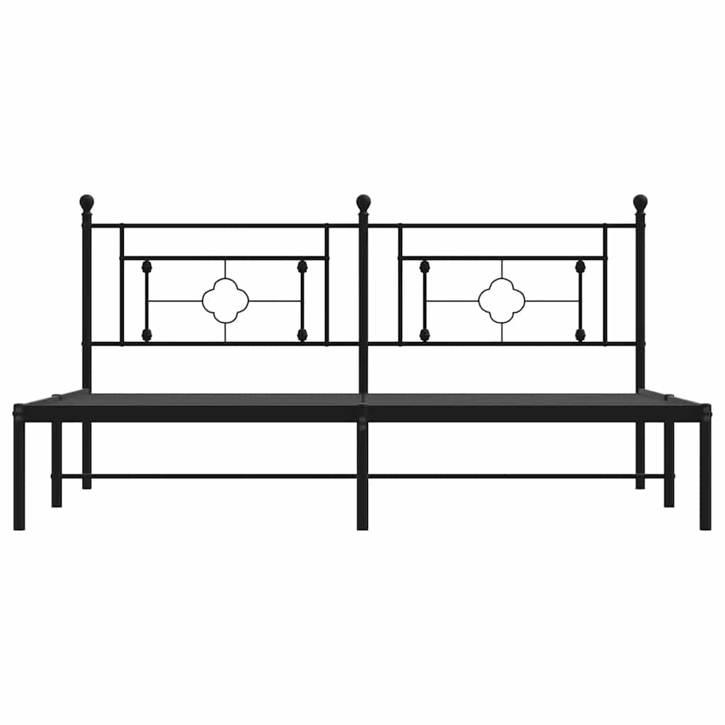 Metalni okvir za krevet s uzglavljem crni 183x213 cm