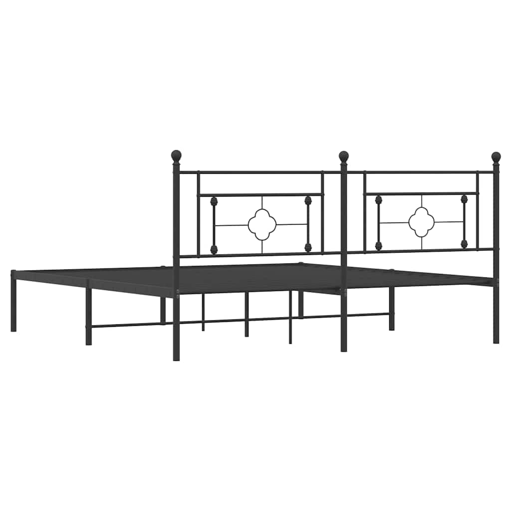 Metalni okvir za krevet s uzglavljem crni 183x213 cm