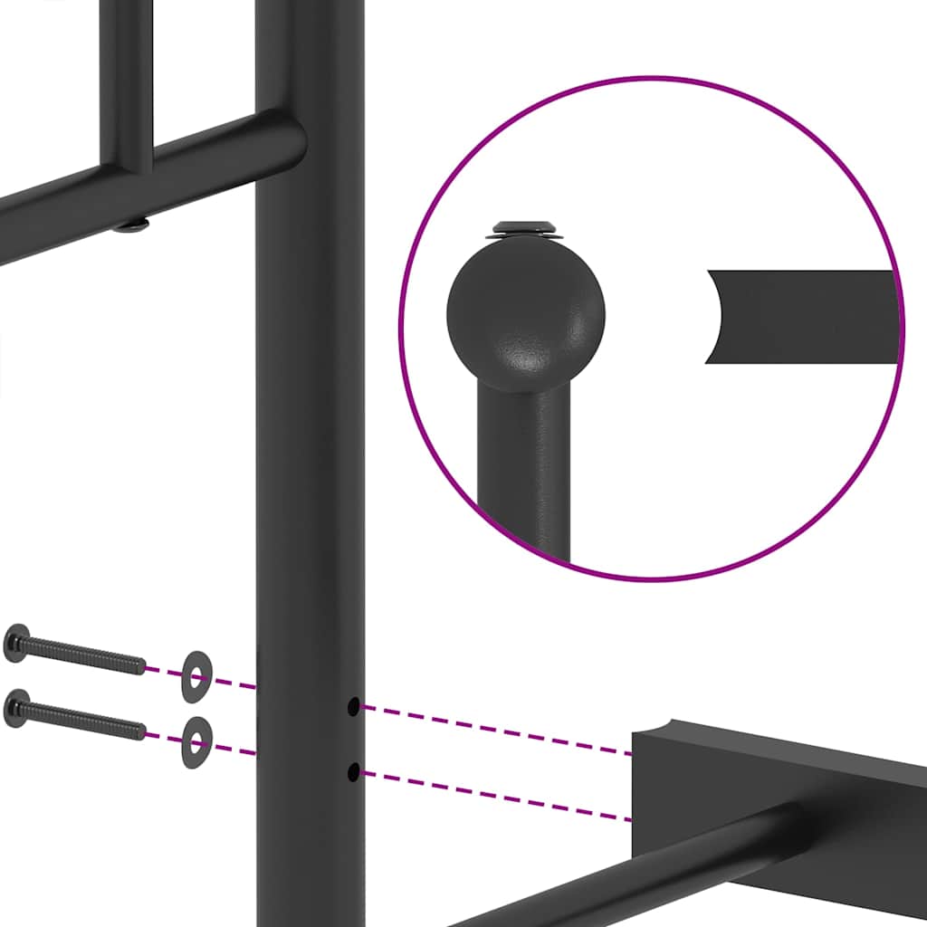Metalni okvir za krevet s uzglavljem crni 183x213 cm