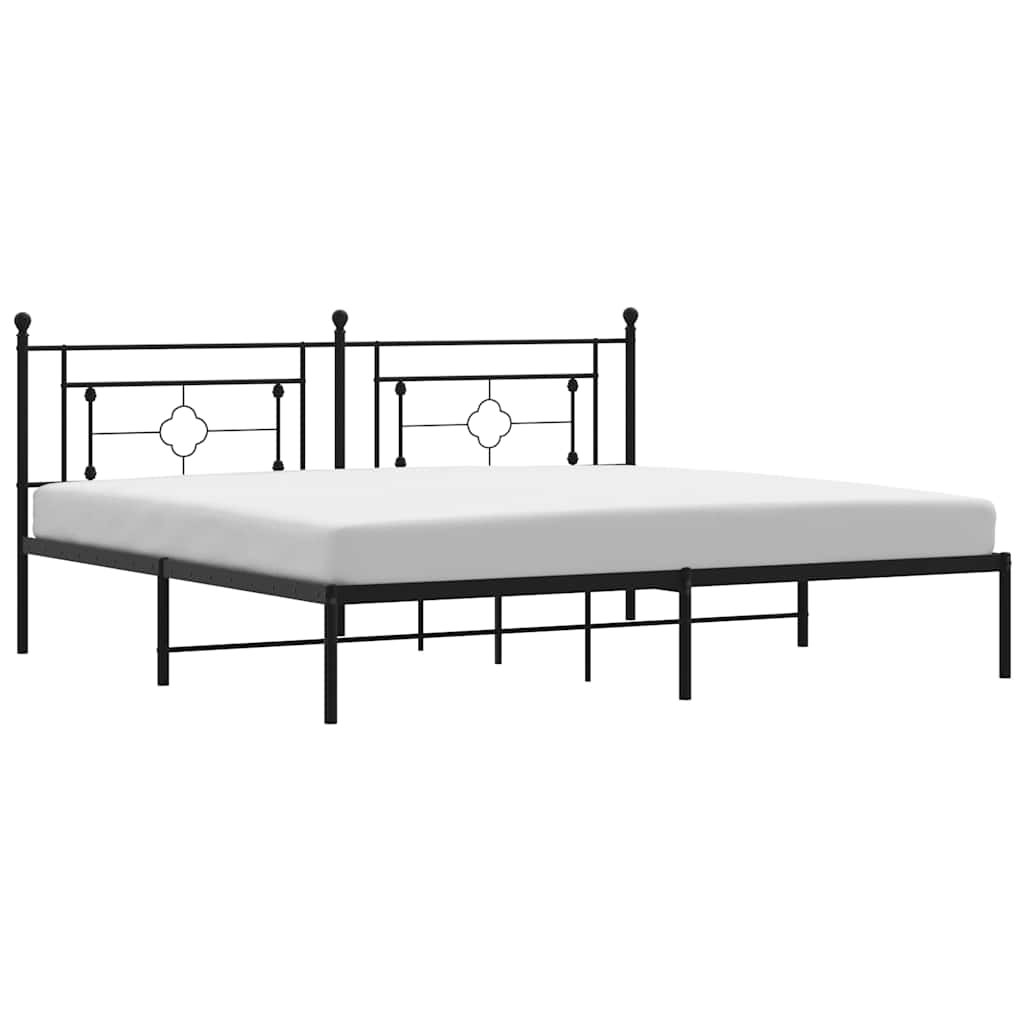 Metalni okvir za krevet s uzglavljem crni 193x203 cm