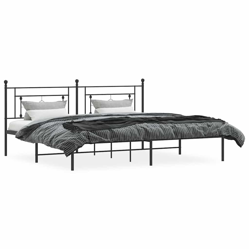 Metalni okvir za krevet s uzglavljem crni 193x203 cm