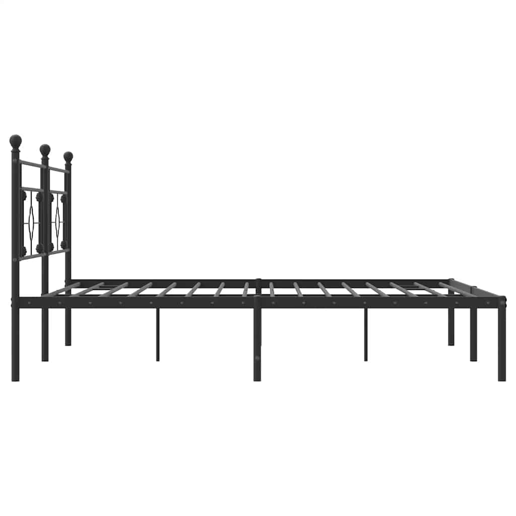 Metalni okvir za krevet s uzglavljem crni 193x203 cm