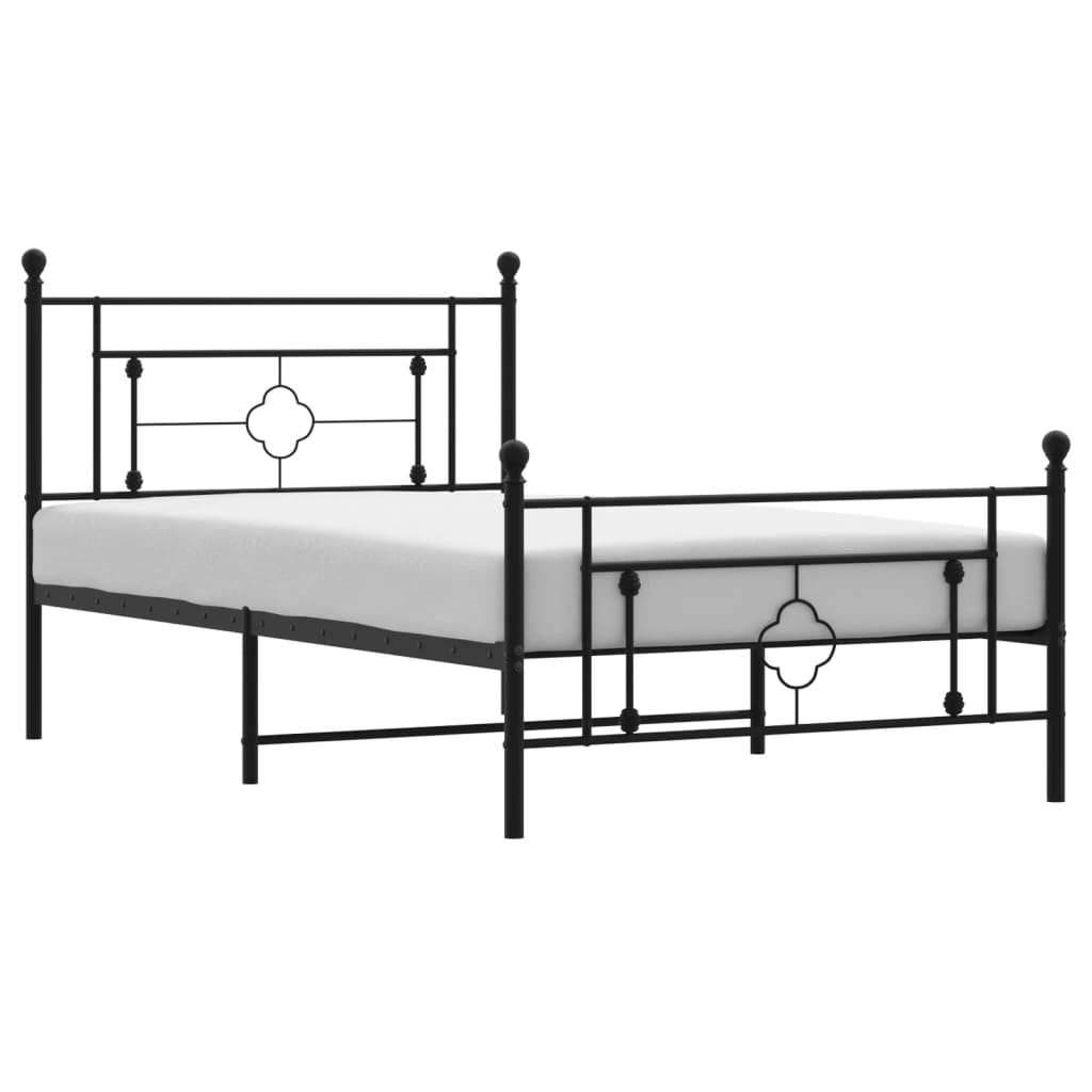 Metalni okvir kreveta uzglavlje i podnožje crni 107x203 cm