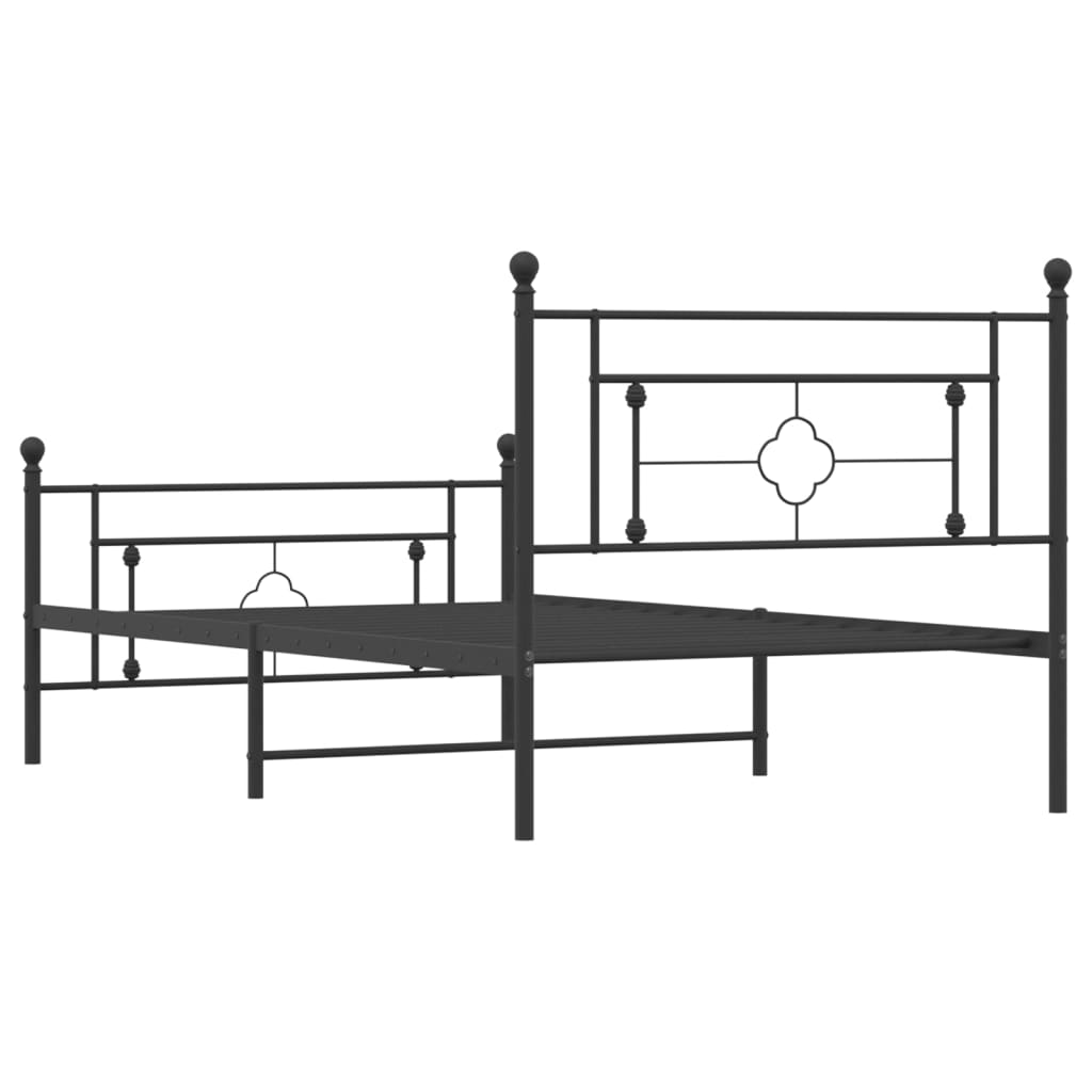Metalni okvir kreveta uzglavlje i podnožje crni 107x203 cm