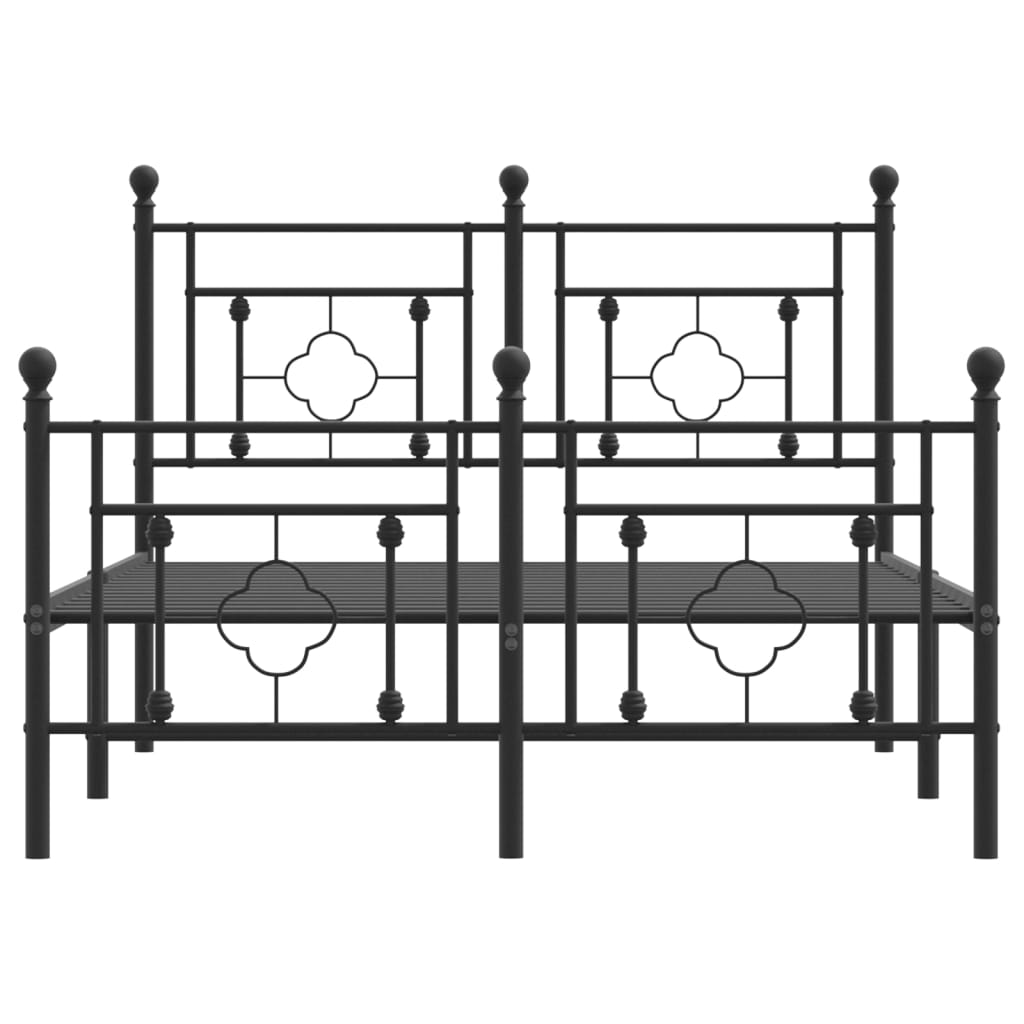 Metalni okvir kreveta uzglavlje i podnožje crni 120x190 cm