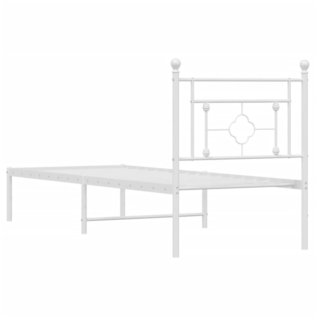 Metalni okvir krevet bez madraca s uzglavljem bijeli 75x190 cm
