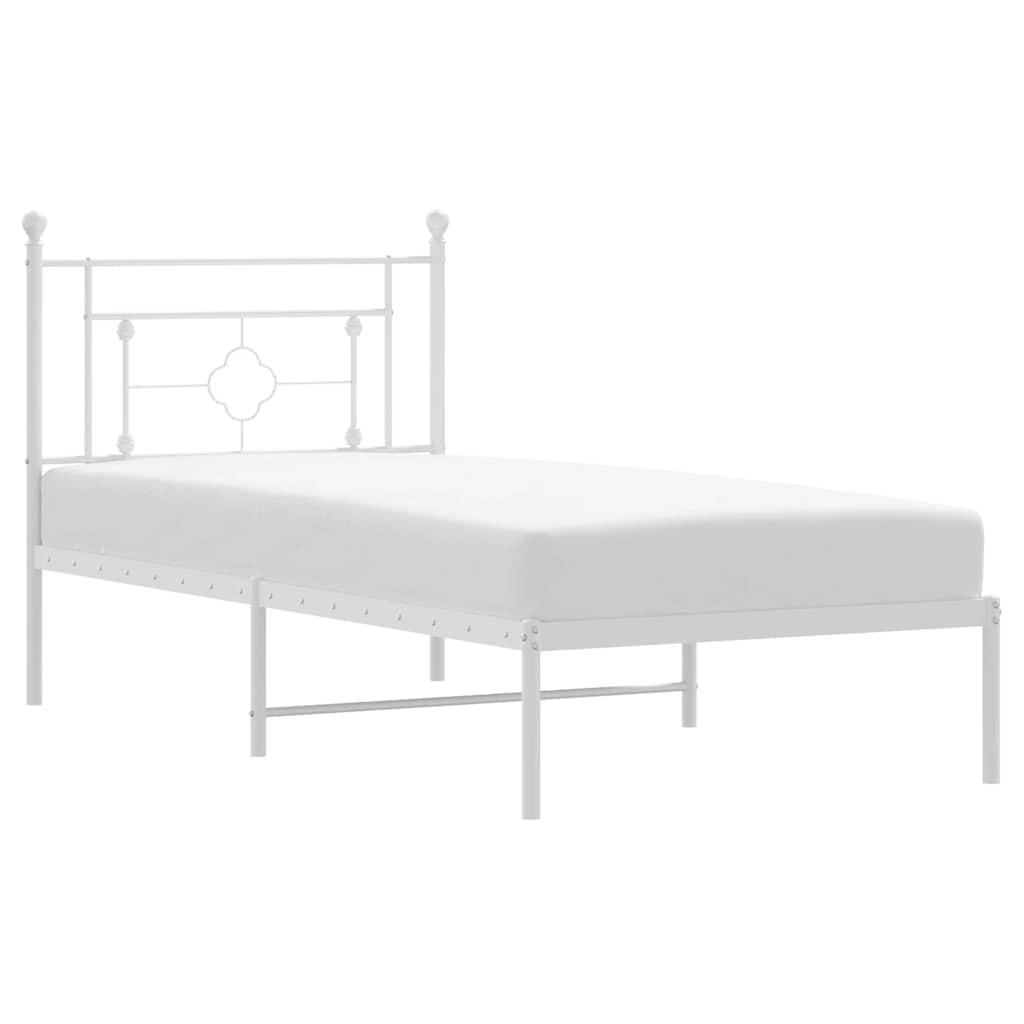 Metalni okvir za krevet s uzglavljem bijeli 100x200 cm