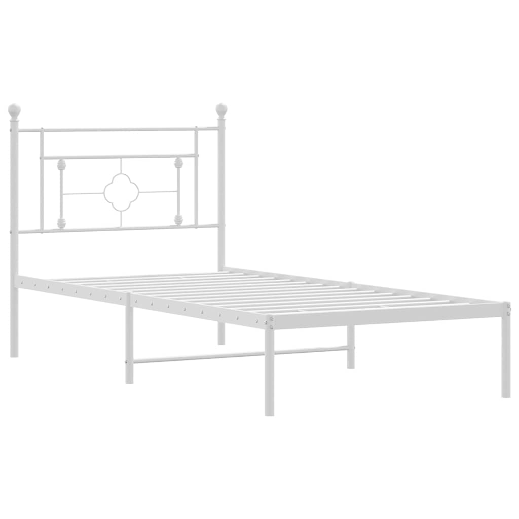 Metalni okvir za krevet s uzglavljem bijeli 100x200 cm