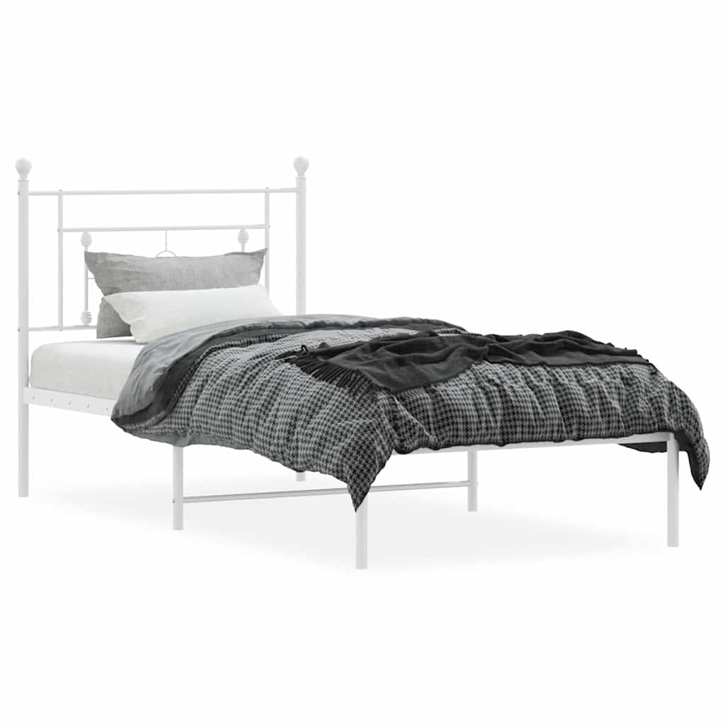 Metalni okvir za krevet s uzglavljem bijeli 100x200 cm