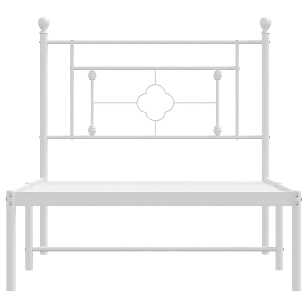 Metalni okvir za krevet s uzglavljem bijeli 100x200 cm