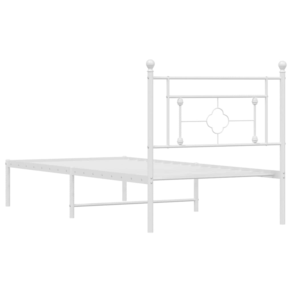Metalni okvir za krevet s uzglavljem bijeli 100x200 cm