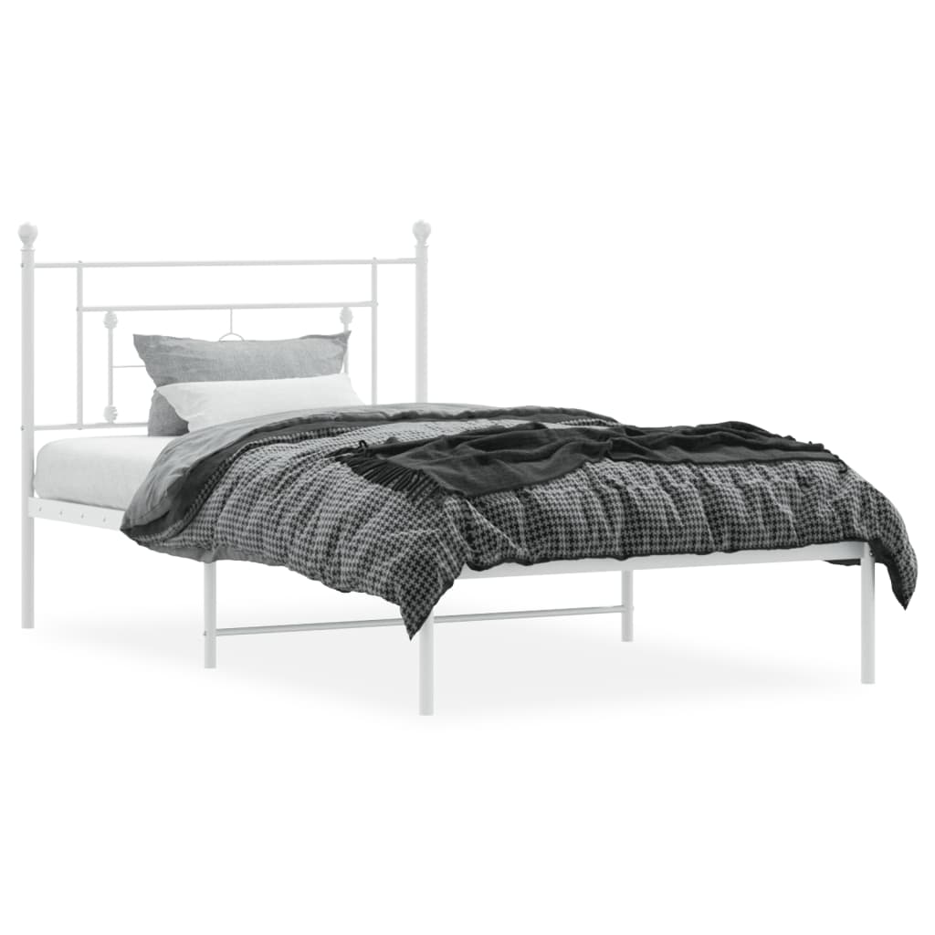 Metalni okvir za krevet s uzglavljem bijeli 107x203 cm