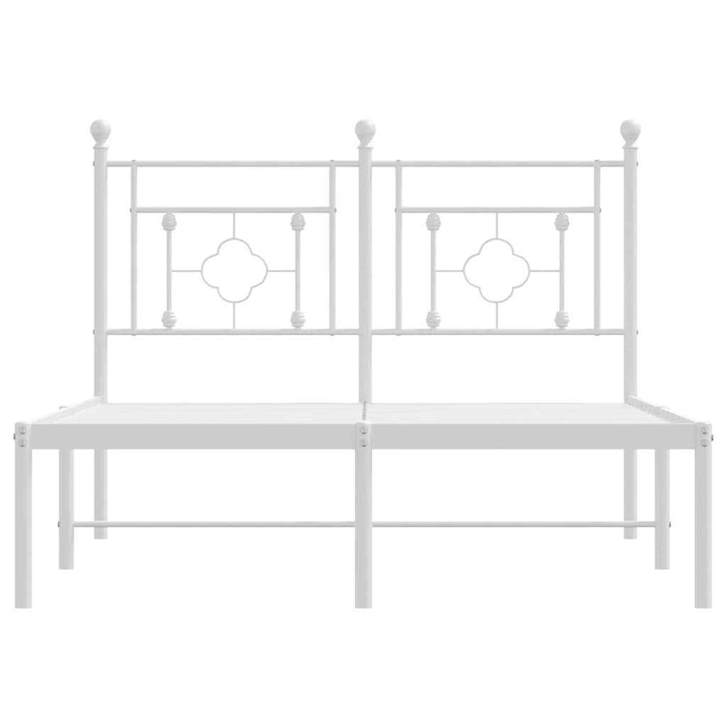 Metalni okvir za krevet s uzglavljem bijeli 120 x 190 cm