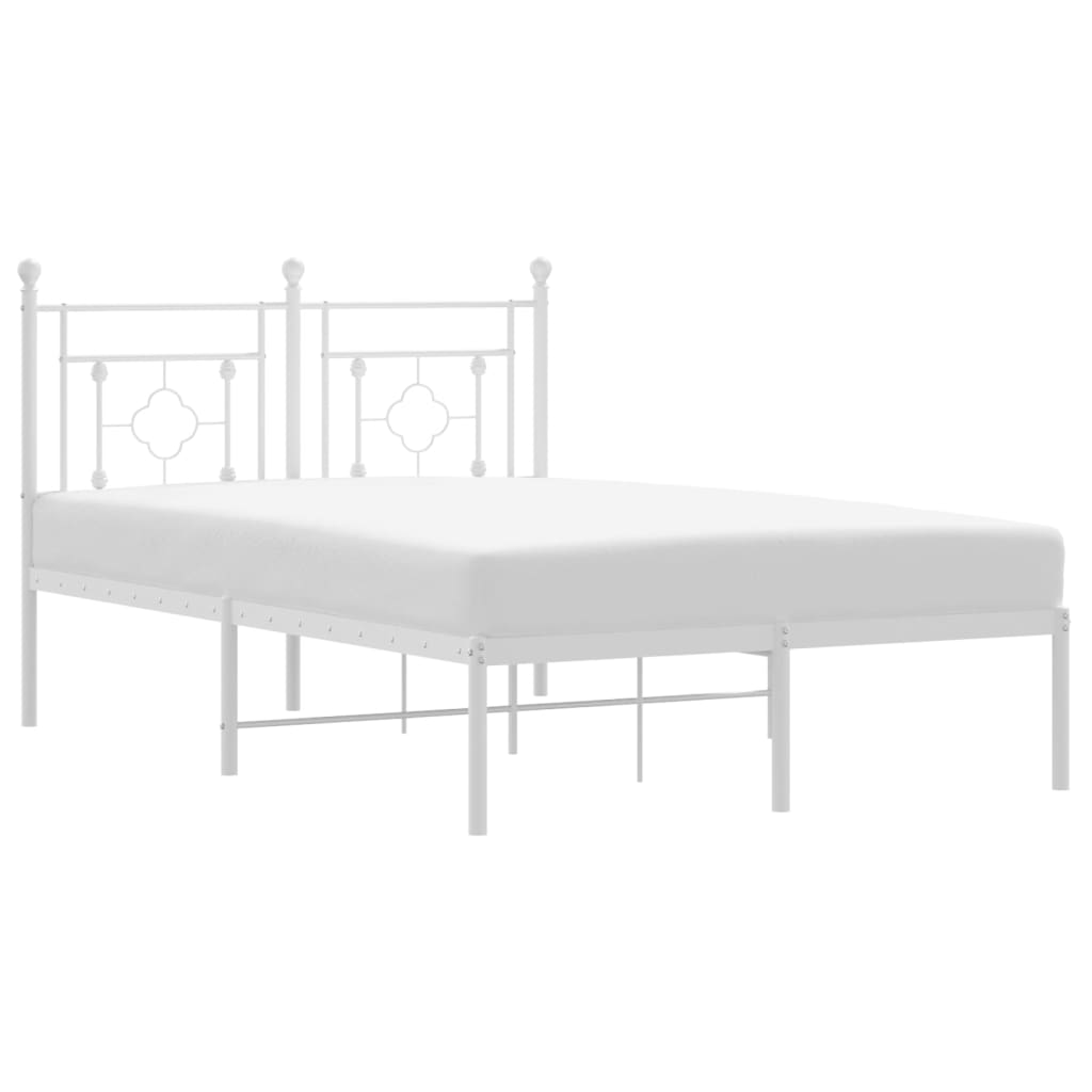 Metalni okvir za krevet s uzglavljem bijeli 120x200 cm