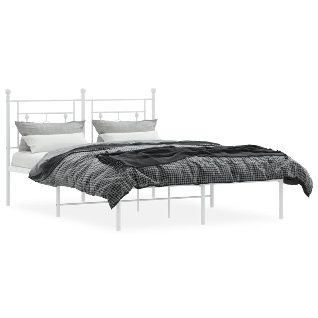 Metalni okvir za krevet s uzglavljem bijeli 135x190 cm